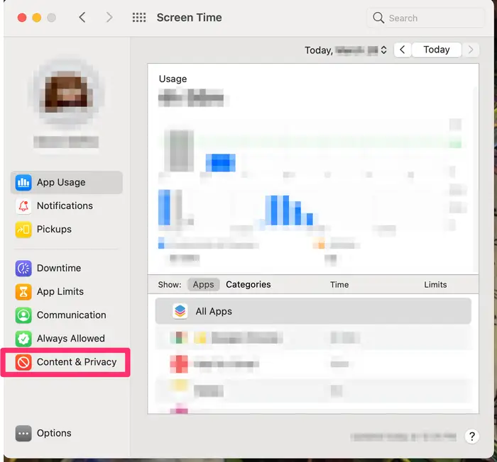 Set Up screen time in MacOS