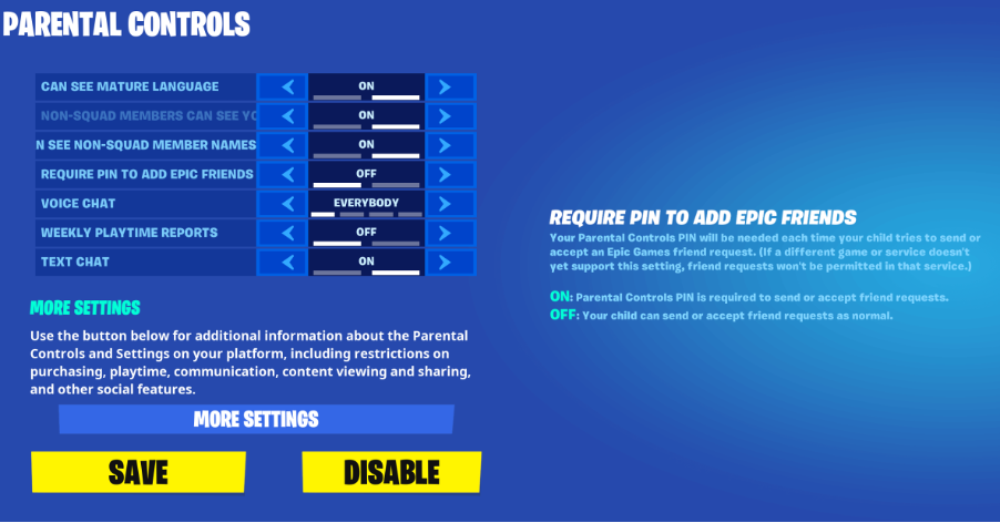 set up parental controls for Fortnite 2